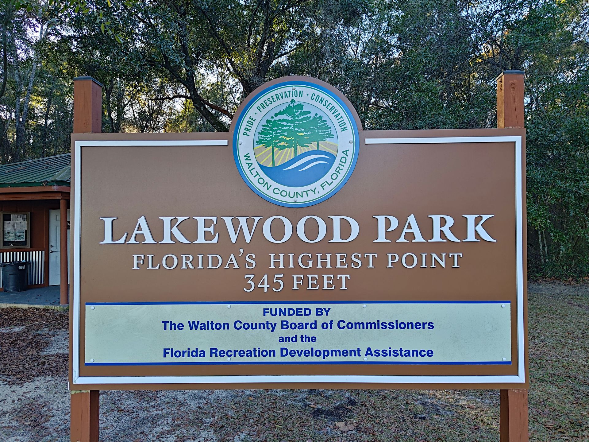Britton Hill Florida's Highest Point 345 Feet Sign, Lakewood Park