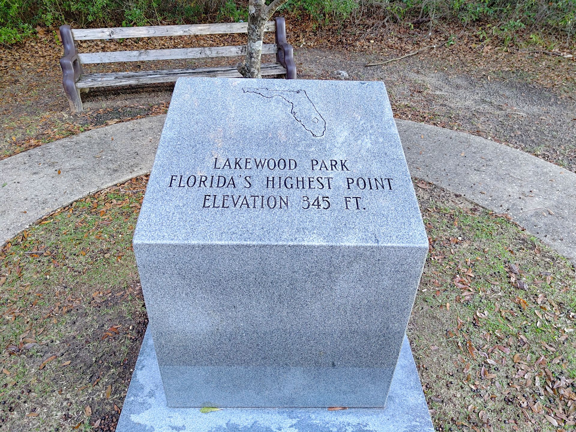 Florida's Highest Point Grey Stone Marker
