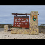 Amistad National Recreation Area Entrance Sign with Cloudy Skies